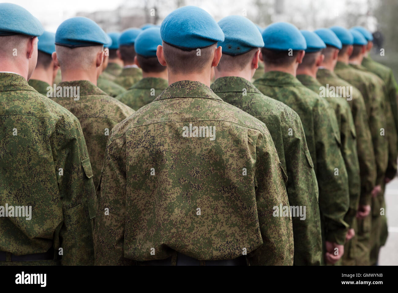 Uniforme militare soldato fila Foto Stock