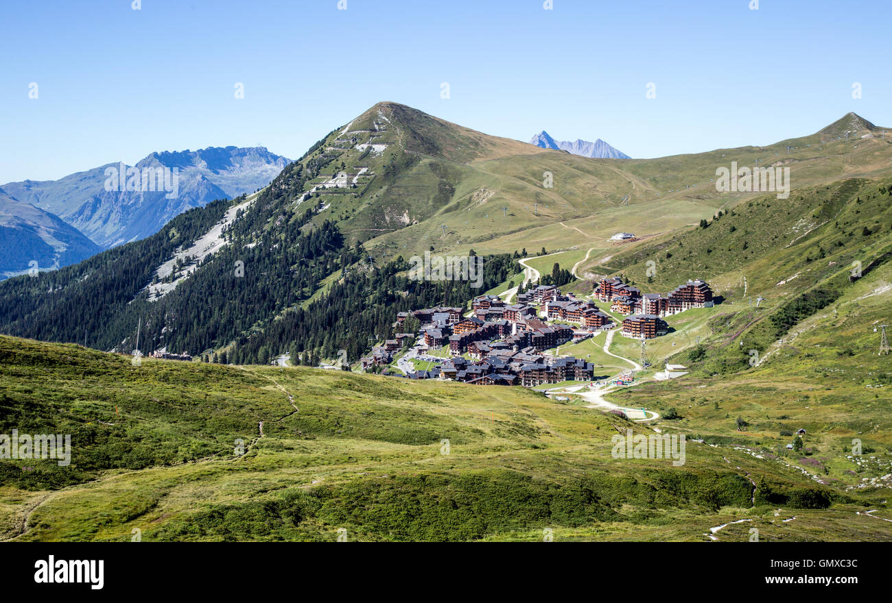 Belle Plagne In estate sulle Alpi francesi Francia Foto Stock