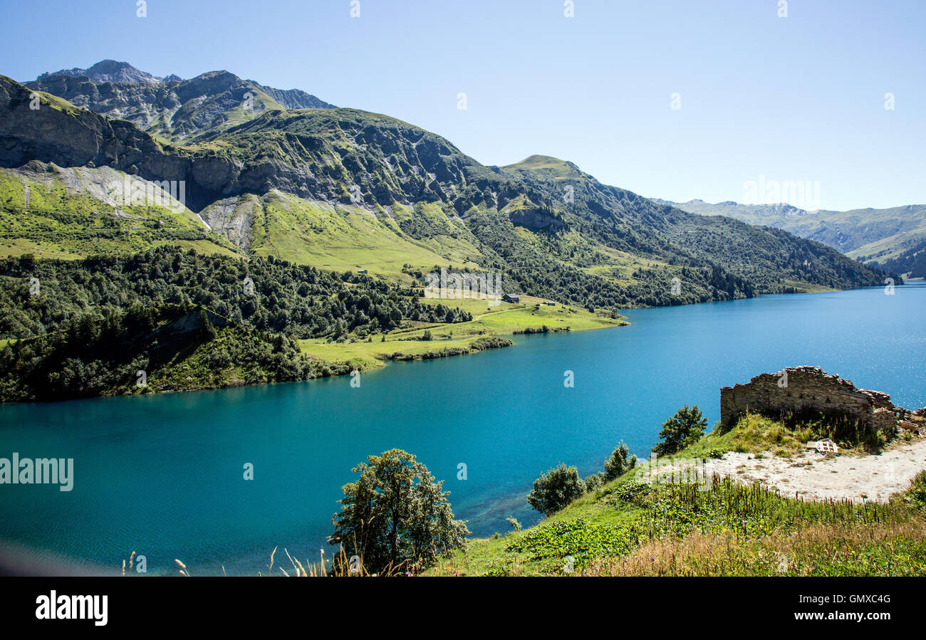 La Rosiere Lago nelle Alpi francesi Francia Foto Stock