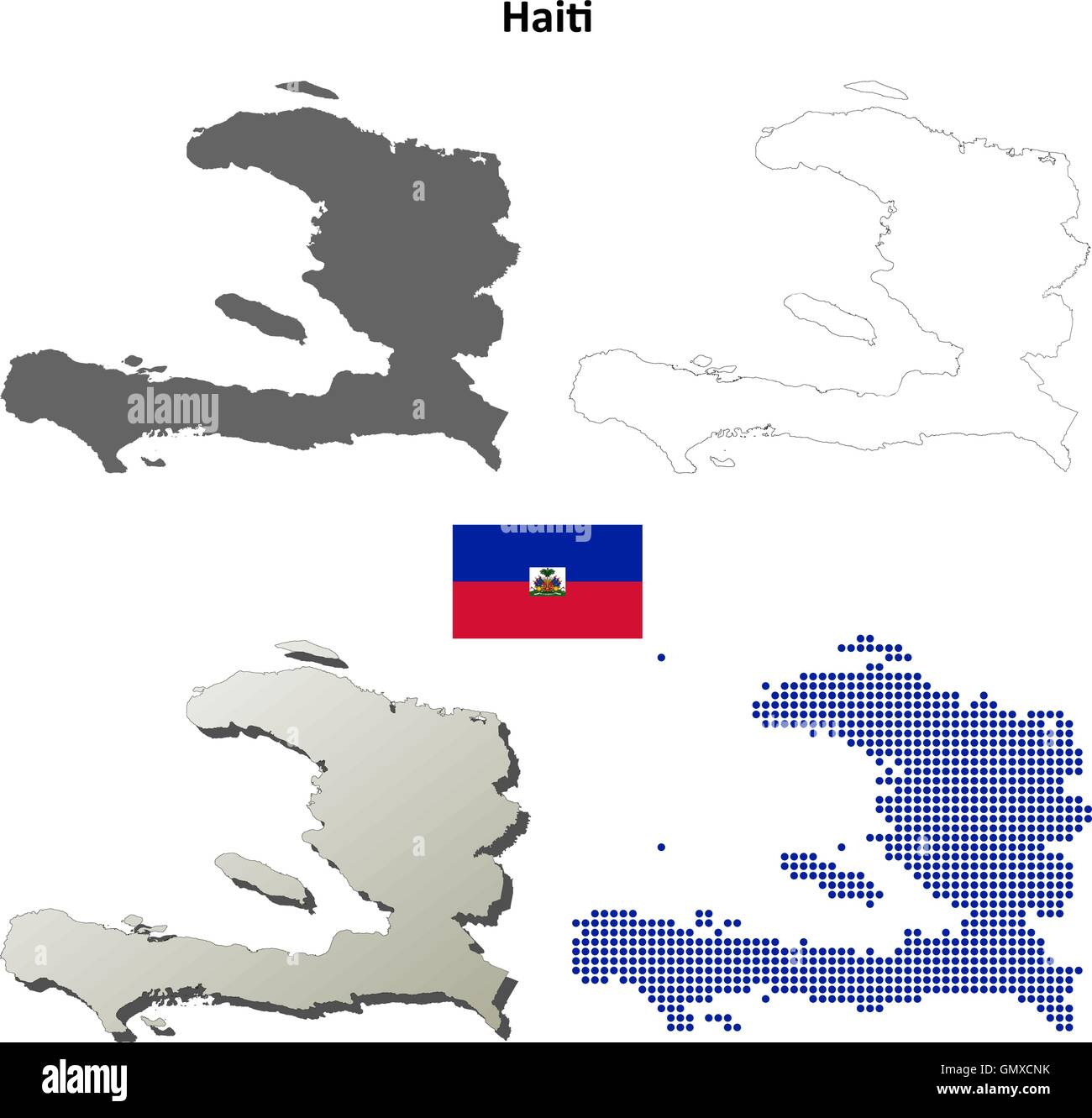 Haiti mappa di contorno impostato Illustrazione Vettoriale
