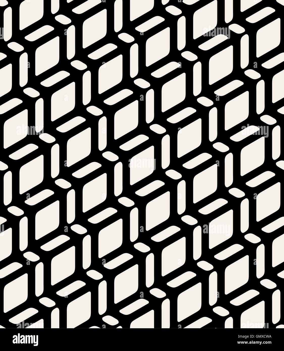 Vector Seamless in bianco e nero geometrico Rettangolo arrotondato le linee diagonali Illustrazione Vettoriale