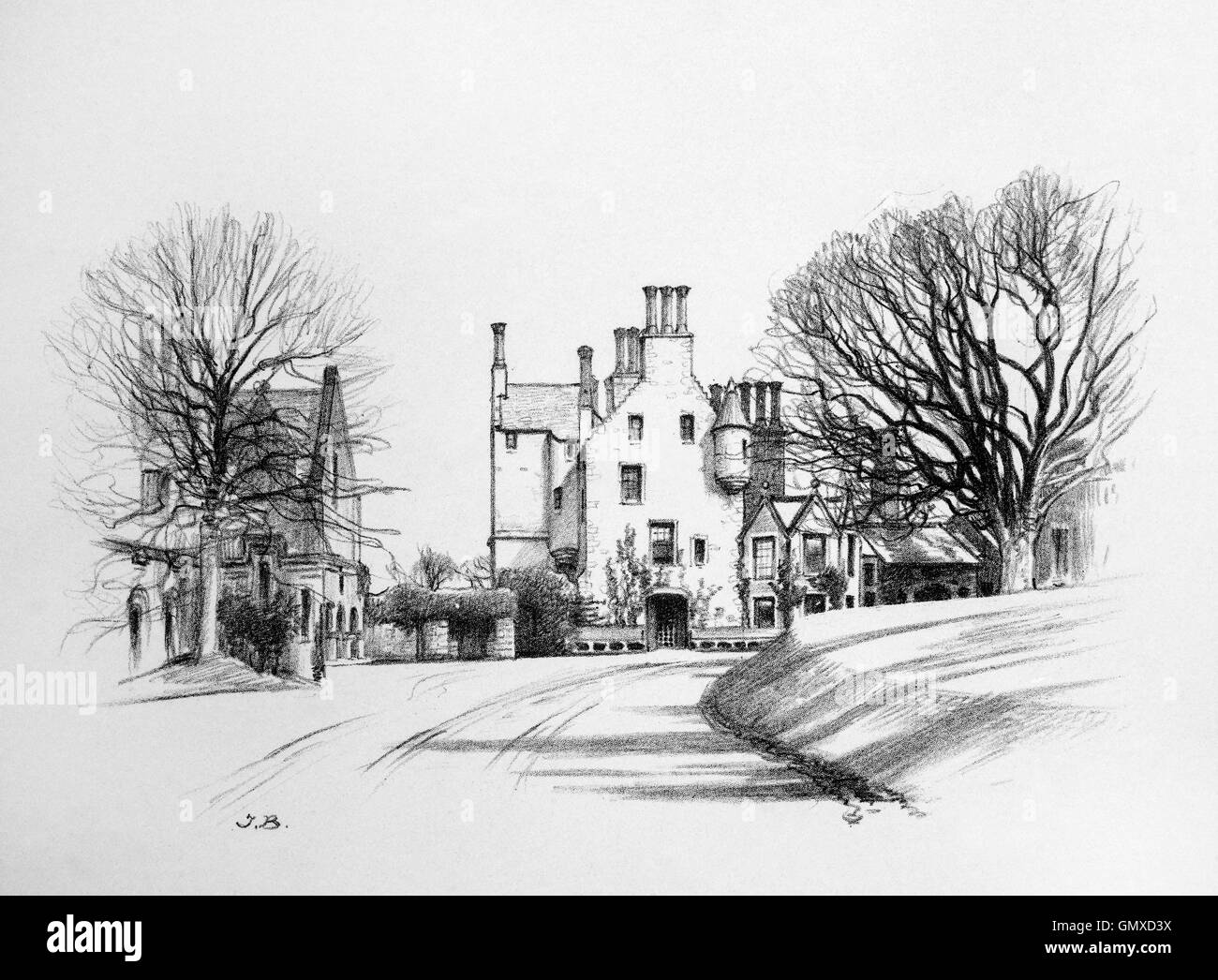 Il castello di Luffness, aka Luffness House o a Aberlady castello è del XIII secolo in origine Luffness, non lontano da a Aberlady, in East Lothian, Scozia. (Da 'Sketches in East Lothian' da Thomas B. Blacklock...1892) Foto Stock