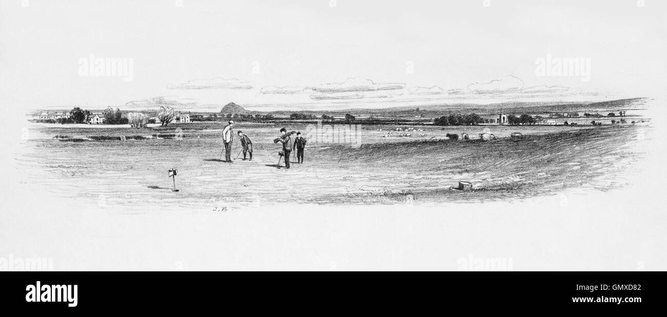 Gullane Links dove il golf è stata riprodotta per più di 350 anni, East Lothian, Scozia. (Da 'Sketches in East Lothian' da Thomas B. Blacklock...1892) Foto Stock