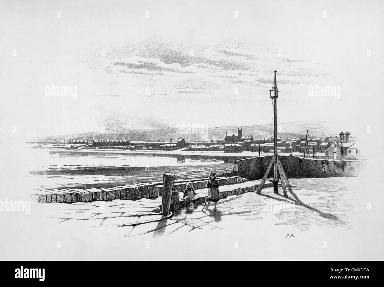 Il vecchio porto a Dunbar, East Lothian, Scozia. (Da 'Sketches in East Lothian' da Thomas B. Blacklock...1892) Foto Stock