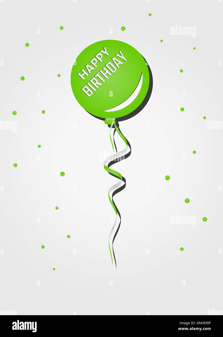 Un palloncino verde con desiderio di compleanno Illustrazione Vettoriale