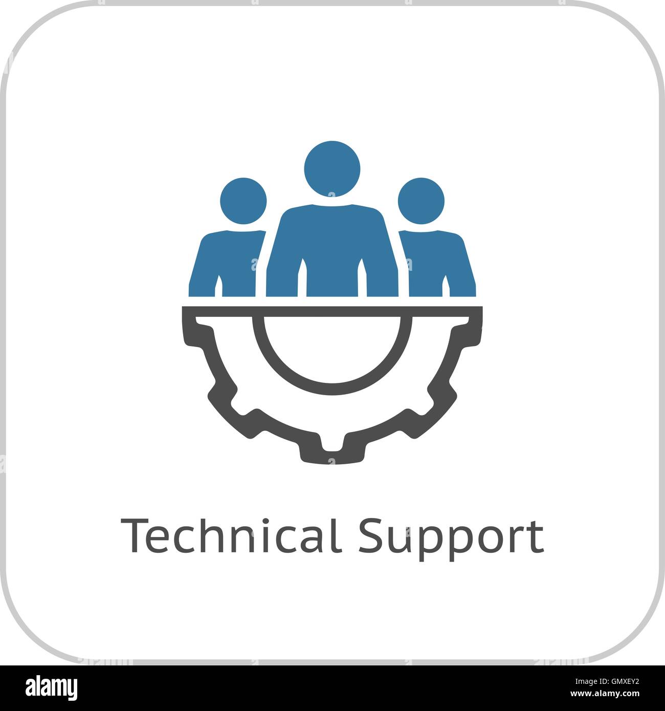 Il supporto tecnico e la relativa icona. Design piatto. Illustrazione Vettoriale