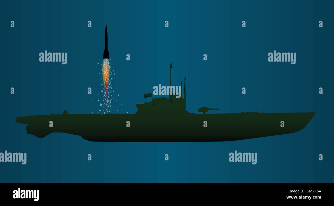 Missile lancio sottomarino Illustrazione Vettoriale