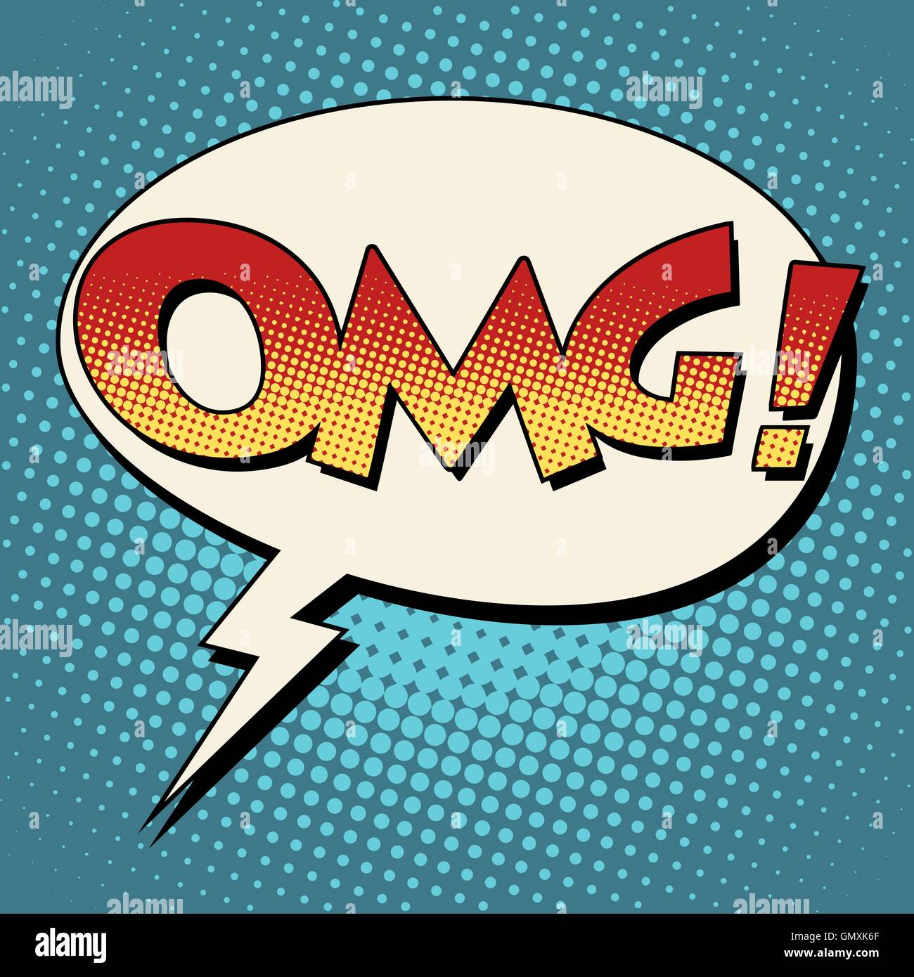 OMG sorpresa comic bolla testo rétro Illustrazione Vettoriale