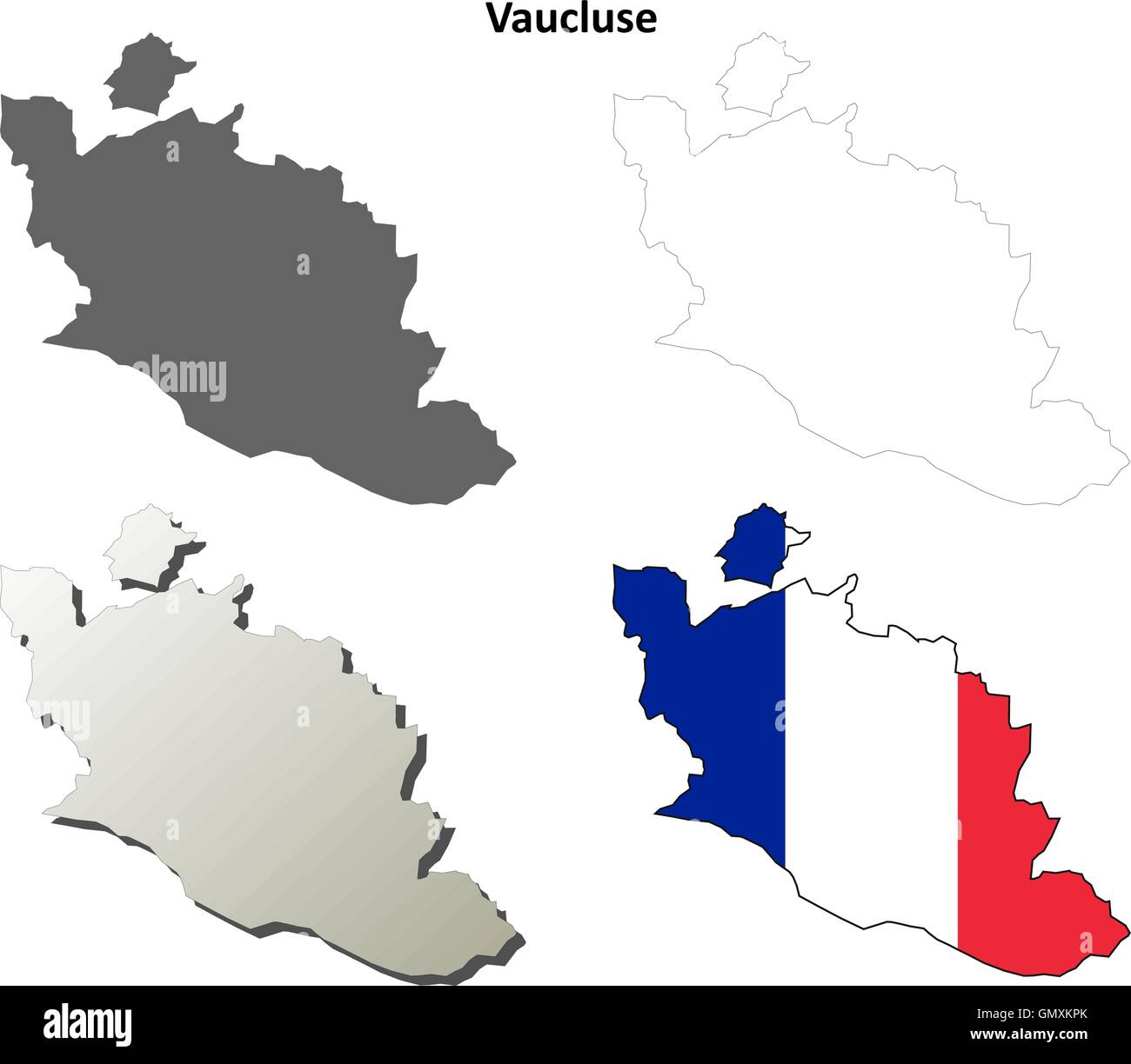 Vaucluse Provence mappa di contorno impostato Illustrazione Vettoriale