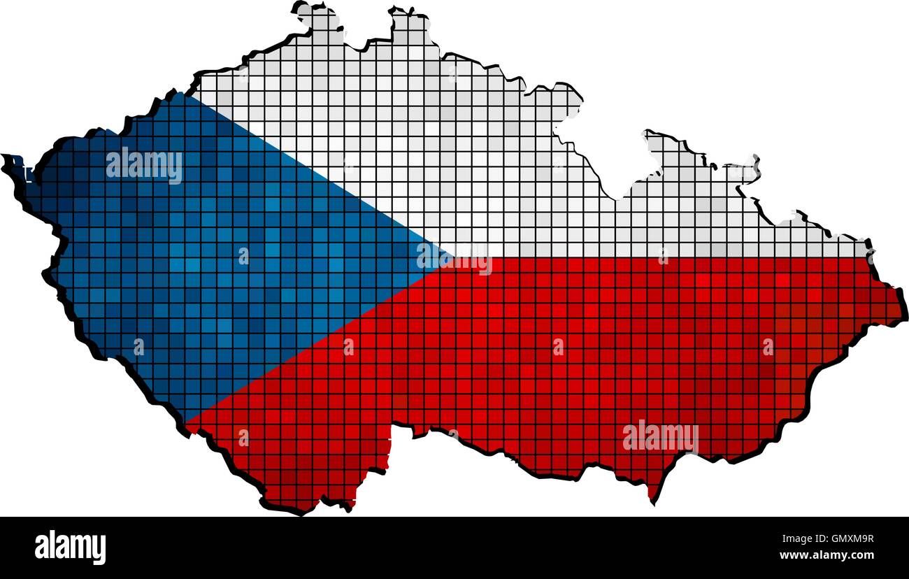 Mappa ceca con bandiera all'interno Illustrazione Vettoriale