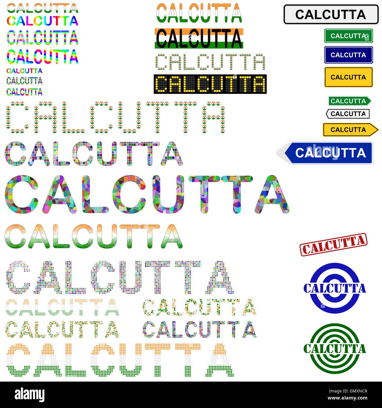 Calcutta (Kolkata) testo set design Illustrazione Vettoriale