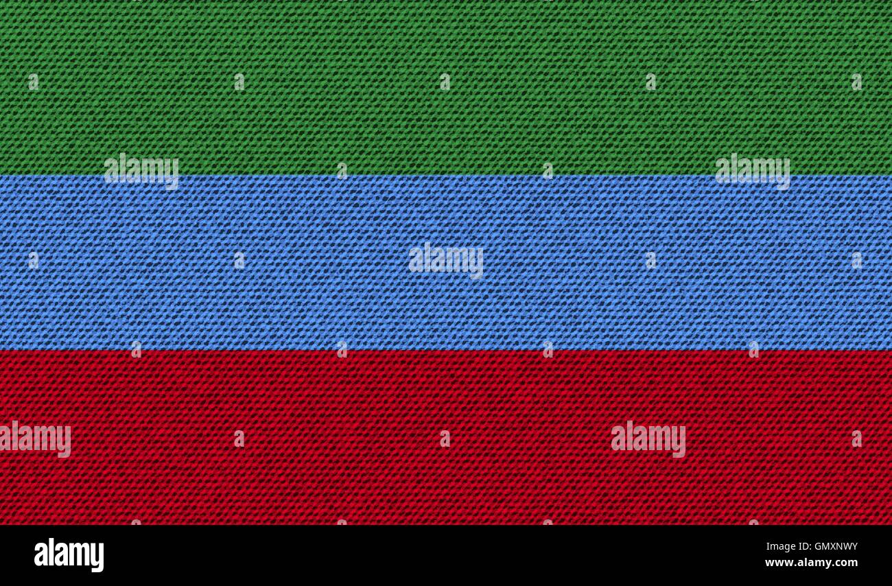 Le bandiere del Daghestan sulla consistenza del denim. Vettore Illustrazione Vettoriale