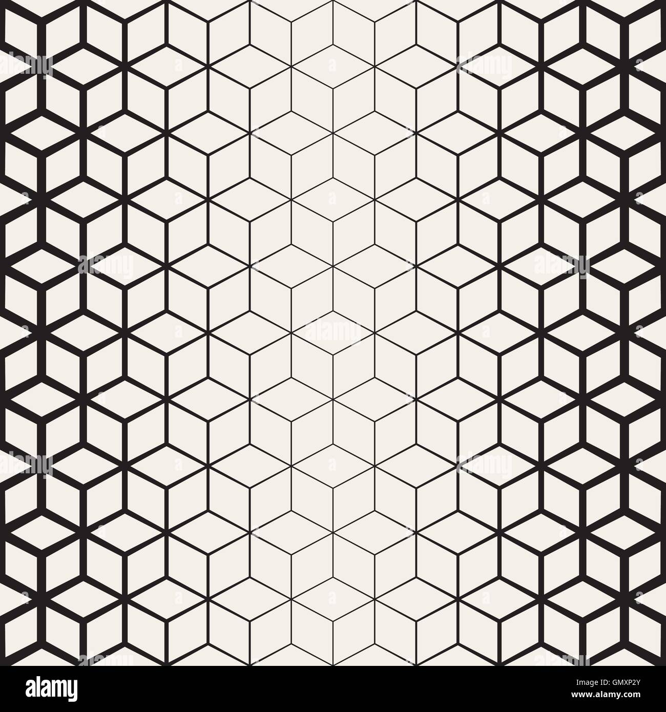 Vector Seamless in bianco e nero a rombo geometrico gradiente Halftone modello di linea Illustrazione Vettoriale