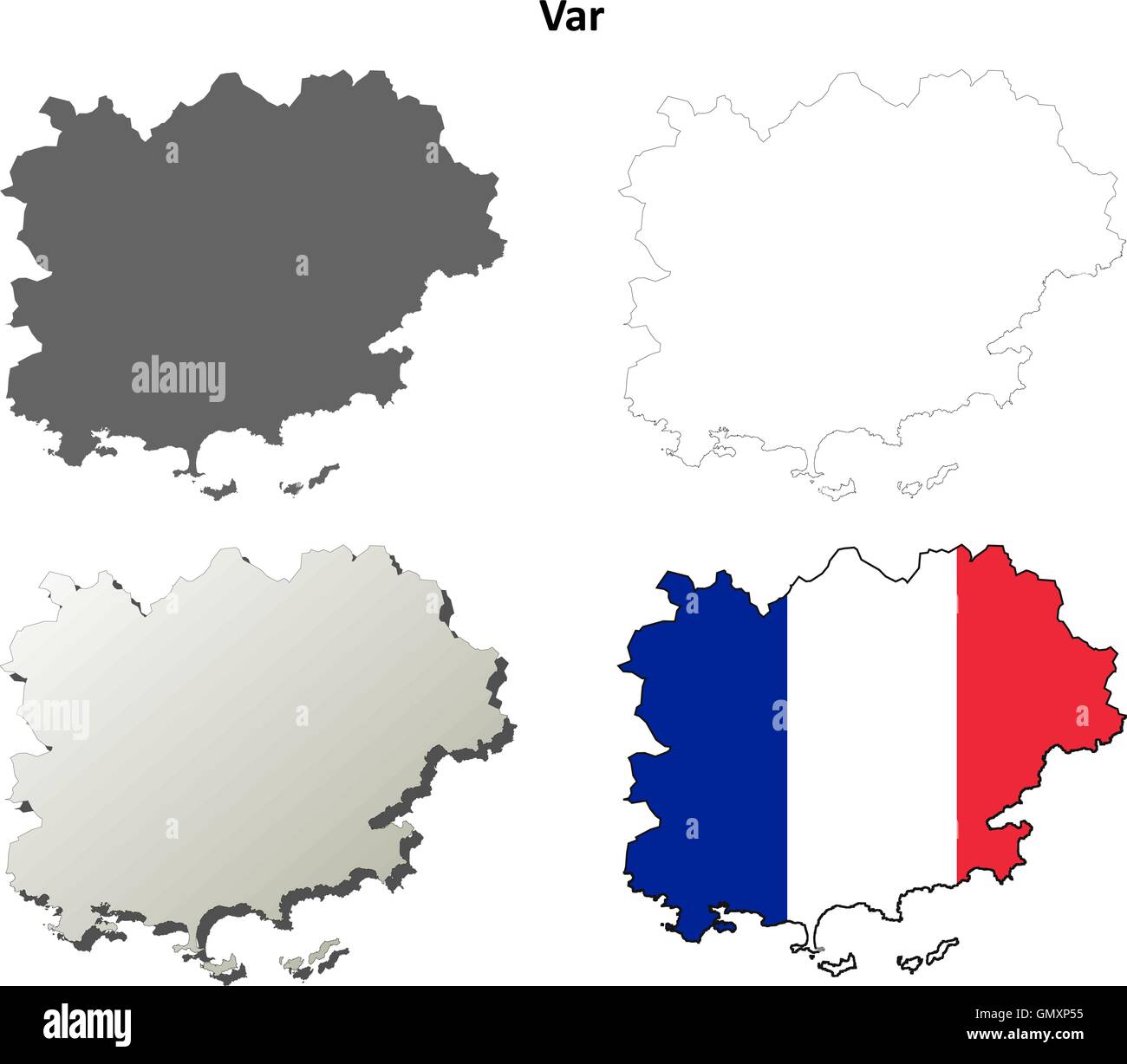 Var, Provenza mappa di contorno impostato Illustrazione Vettoriale