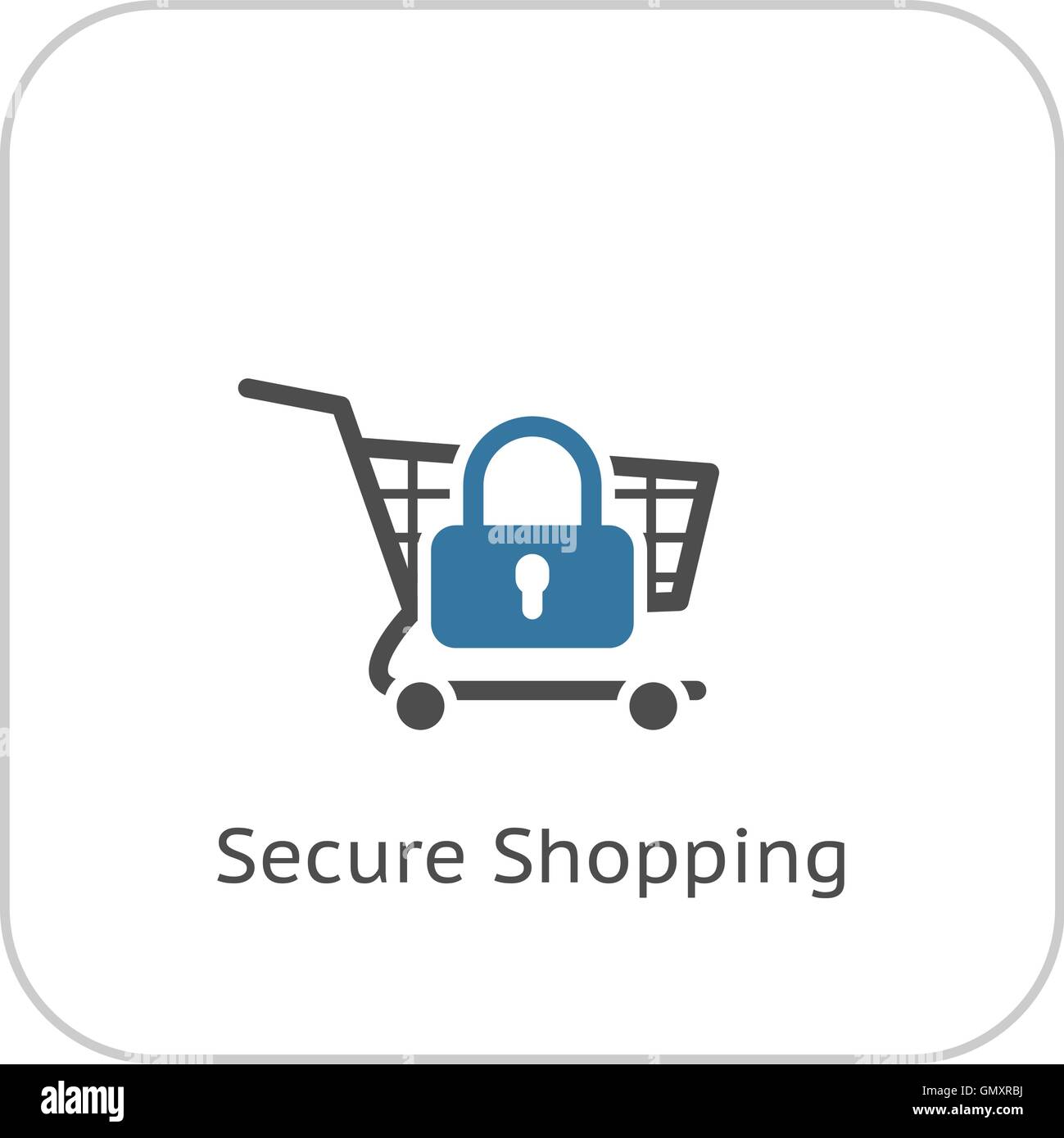 Secure shopping icona. Design piatto. Illustrazione Vettoriale