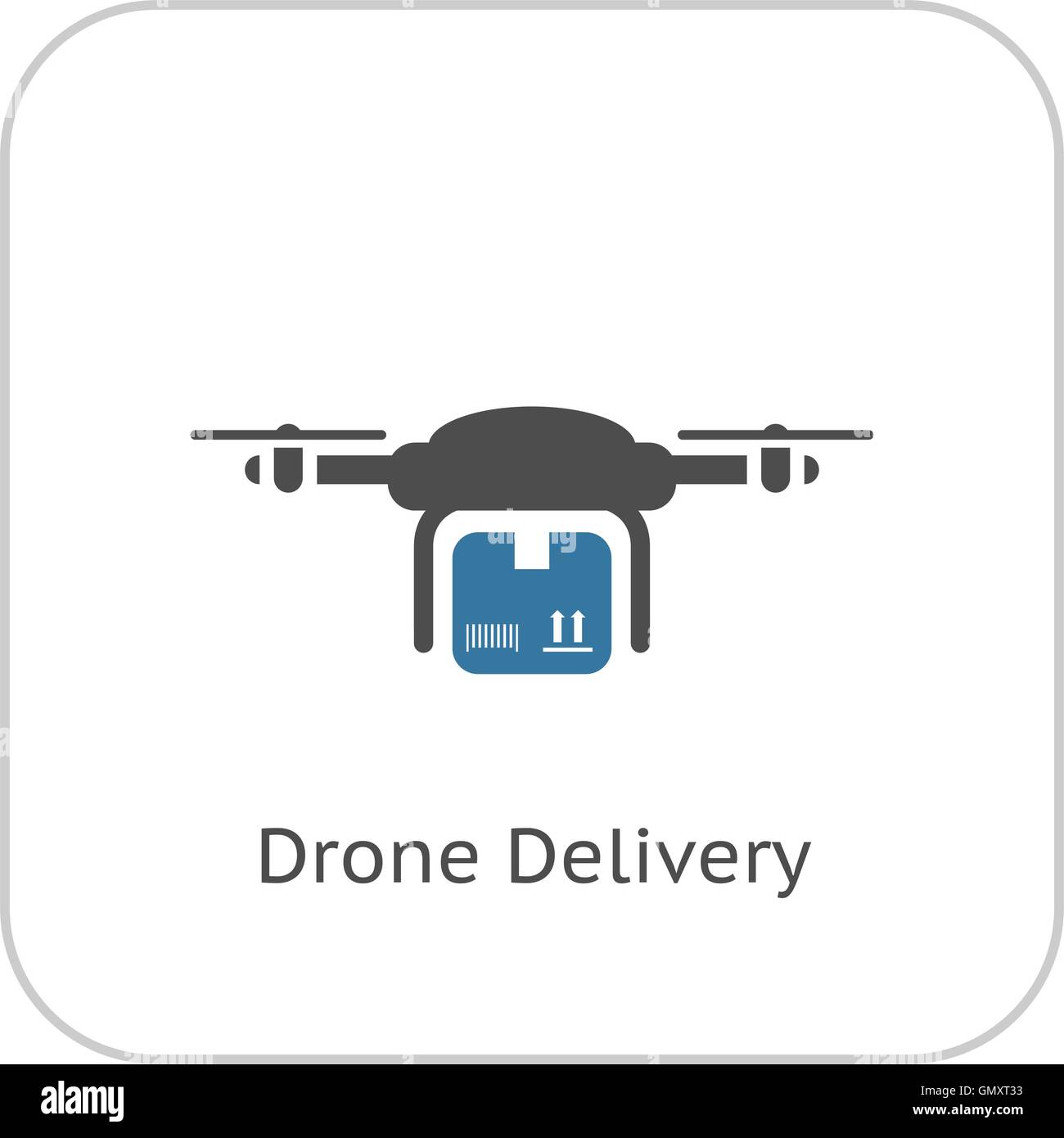 Drone Icona di consegna. Design piatto. Illustrazione Vettoriale