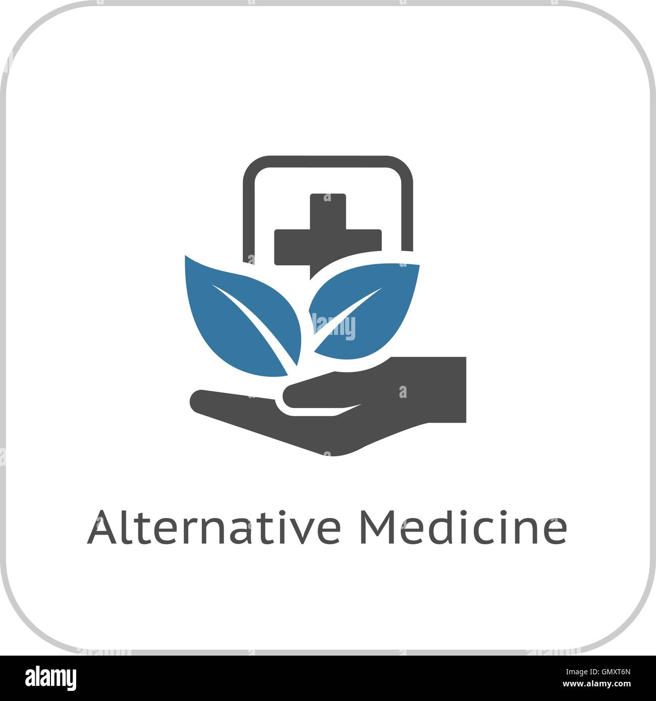 Medicina alternativa e la relativa icona. Design piatto. Illustrazione Vettoriale