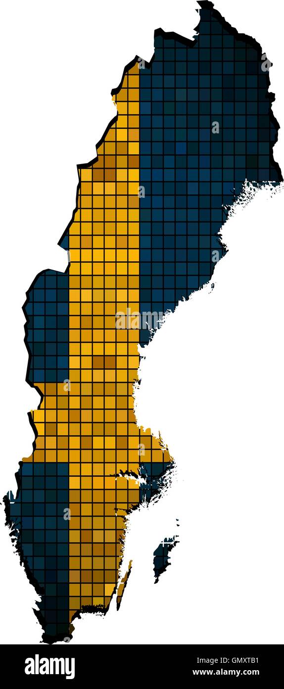 Mappa Della Svezia Con Bandiera All Interno Immagine E Vettoriale Alamy