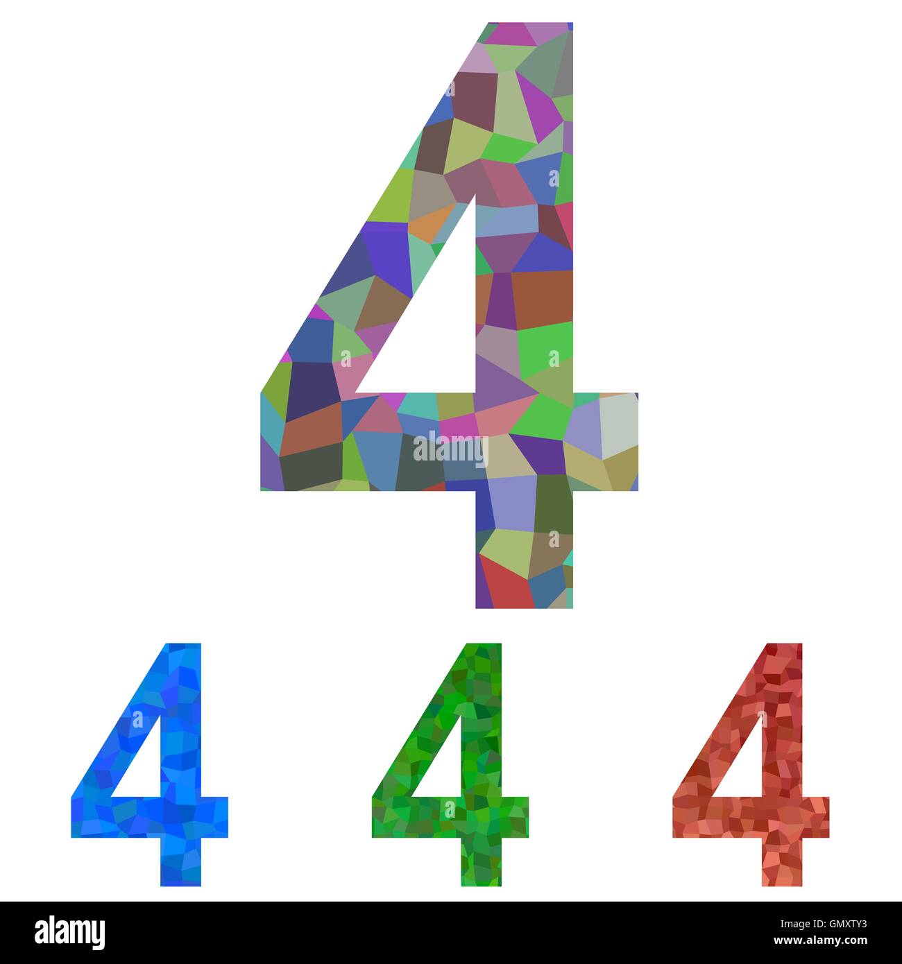 Mosaico design font set - Numero 4 Illustrazione Vettoriale