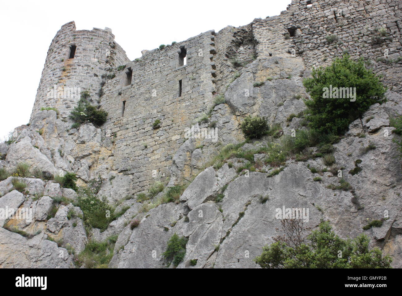 Il Castello di Puilaurens, Pirenei, Francia Foto Stock