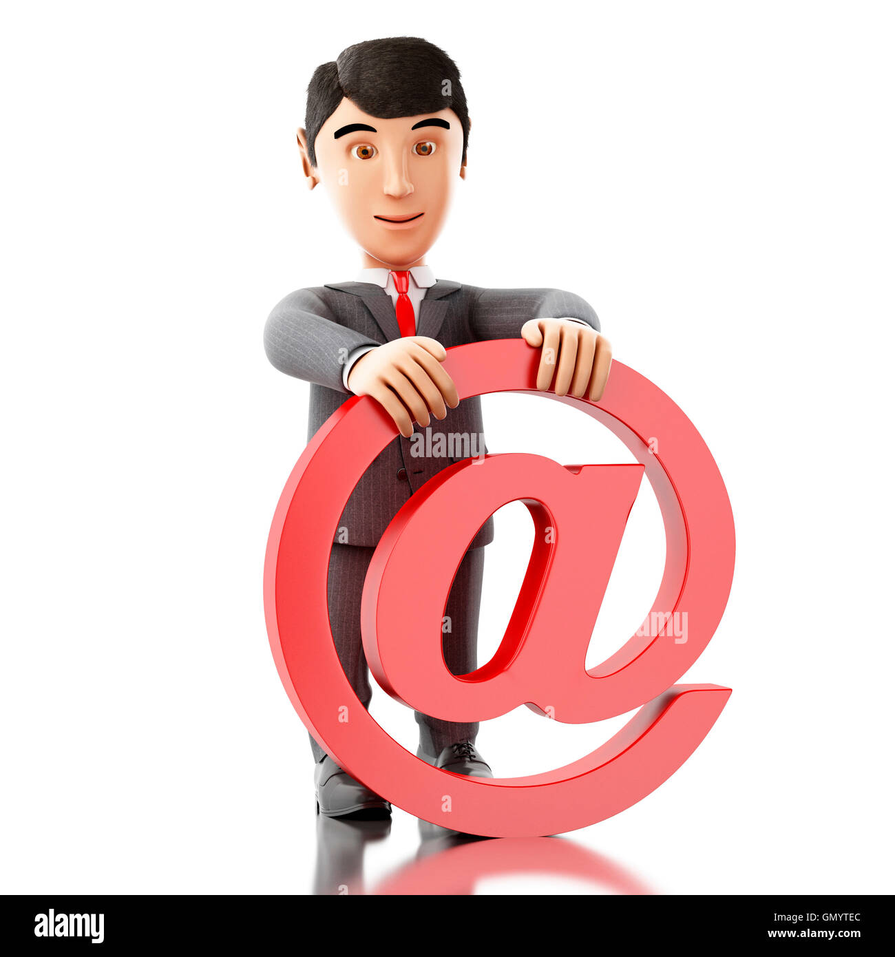 3d'illustrazione. Imprenditore con un simbolo di posta elettronica. Il concetto di business. Isolato sullo sfondo bianco. Foto Stock