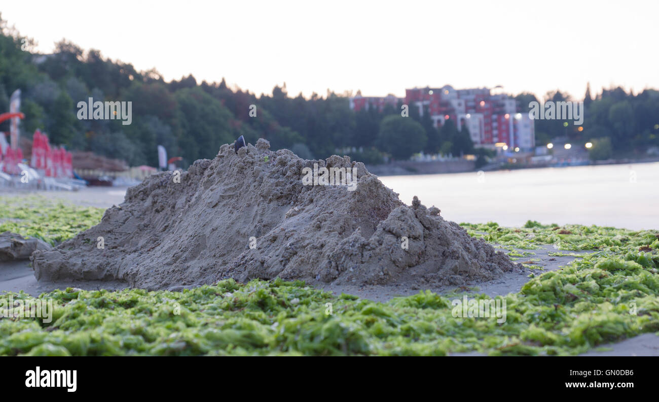 Hill spiaggia di sabbia di notte sul litorale Foto Stock