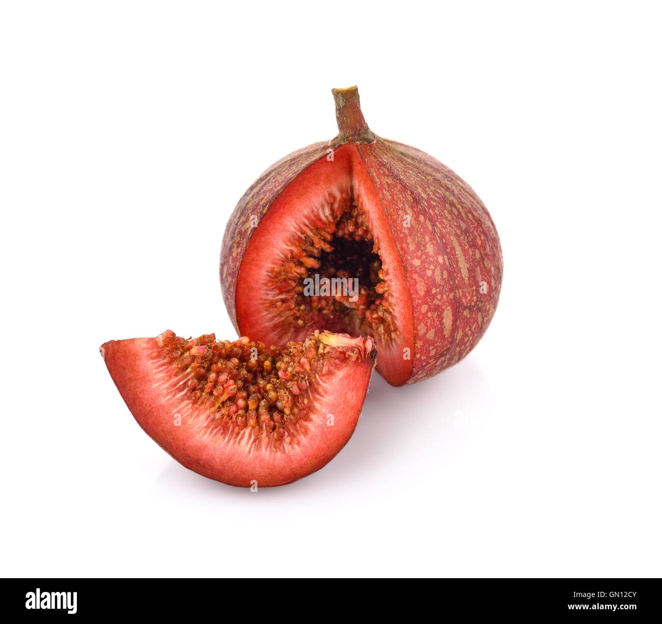 Mature dolce figura isolata su sfondo bianco Foto Stock