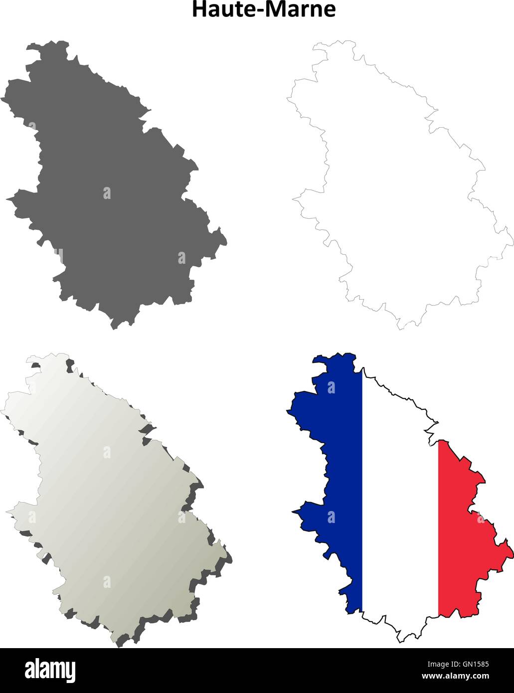 Haute-Marne, Champagne-Ardenne mappa di contorno impostato Illustrazione Vettoriale