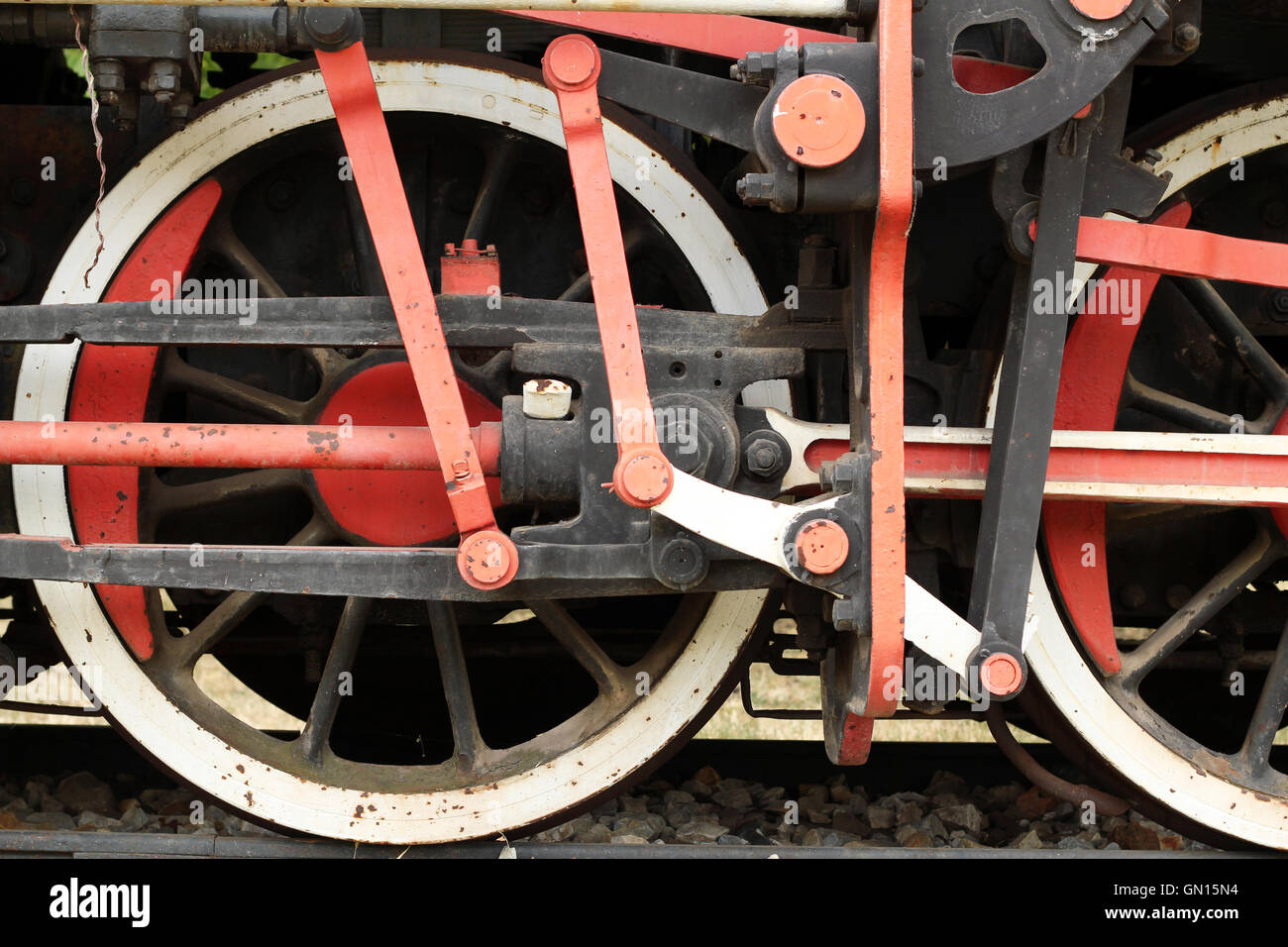 Vecchia locomotiva a vapore ruote Foto Stock