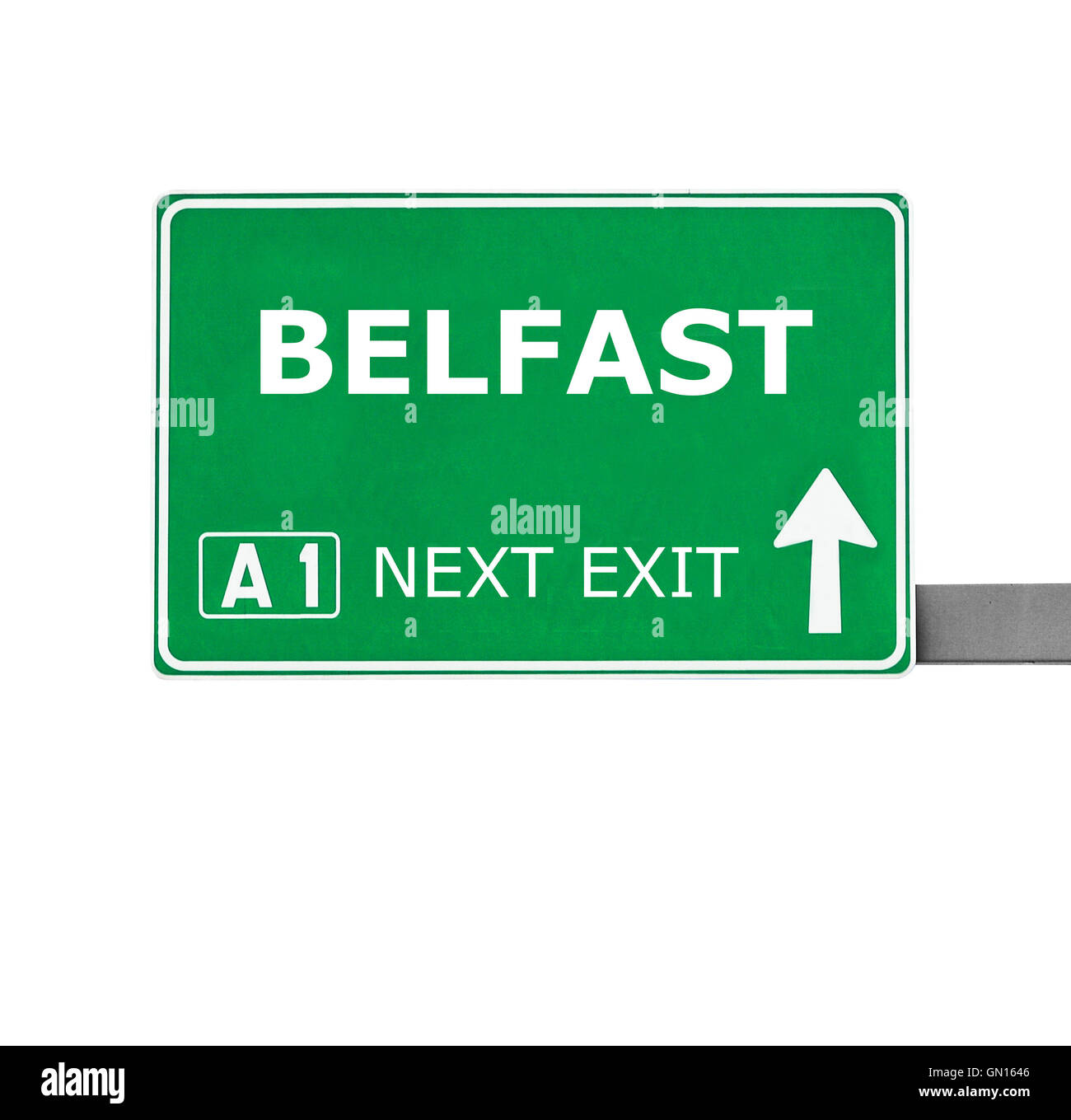 BELFAST road sign isolato su bianco Foto Stock