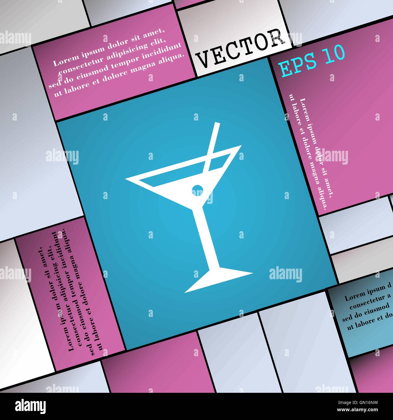 Cocktail martini, alcool bere icona segno. Appartamento moderno stile per il design. Vettore Illustrazione Vettoriale