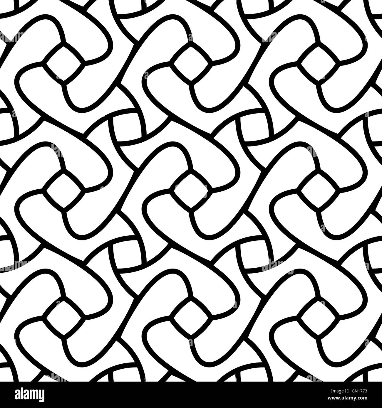 Seamless Bianco Nero vettore Swirl geometrico Round modello di linea Illustrazione Vettoriale