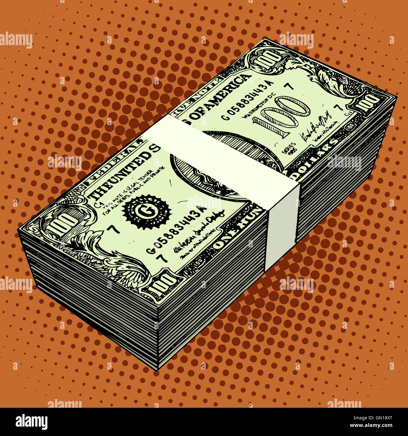 Fascio di cento-le fatture del dollaro Illustrazione Vettoriale