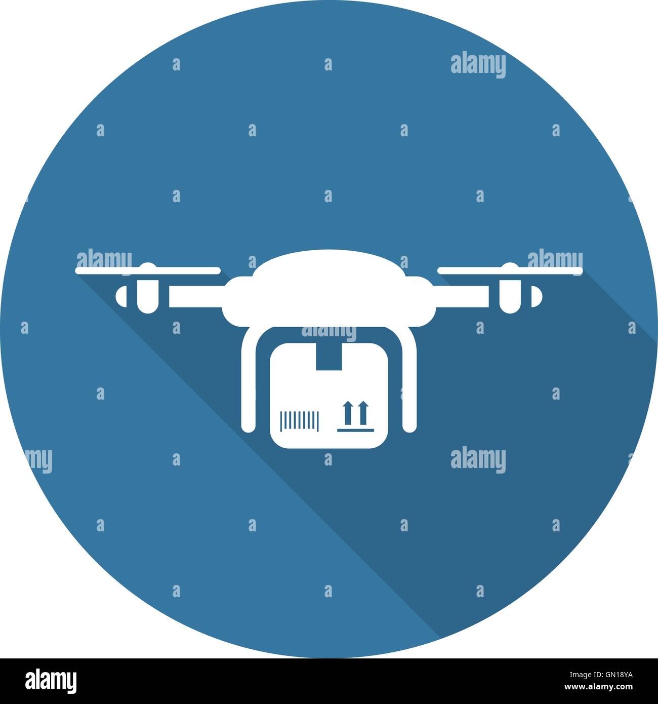 Drone Icona di consegna. Design piatto. Illustrazione Vettoriale