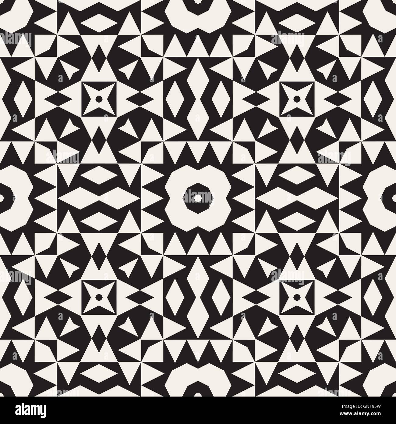 Vector Seamless in bianco e nero Tribali etnici triangoli geometrica Stella Illustrazione Vettoriale