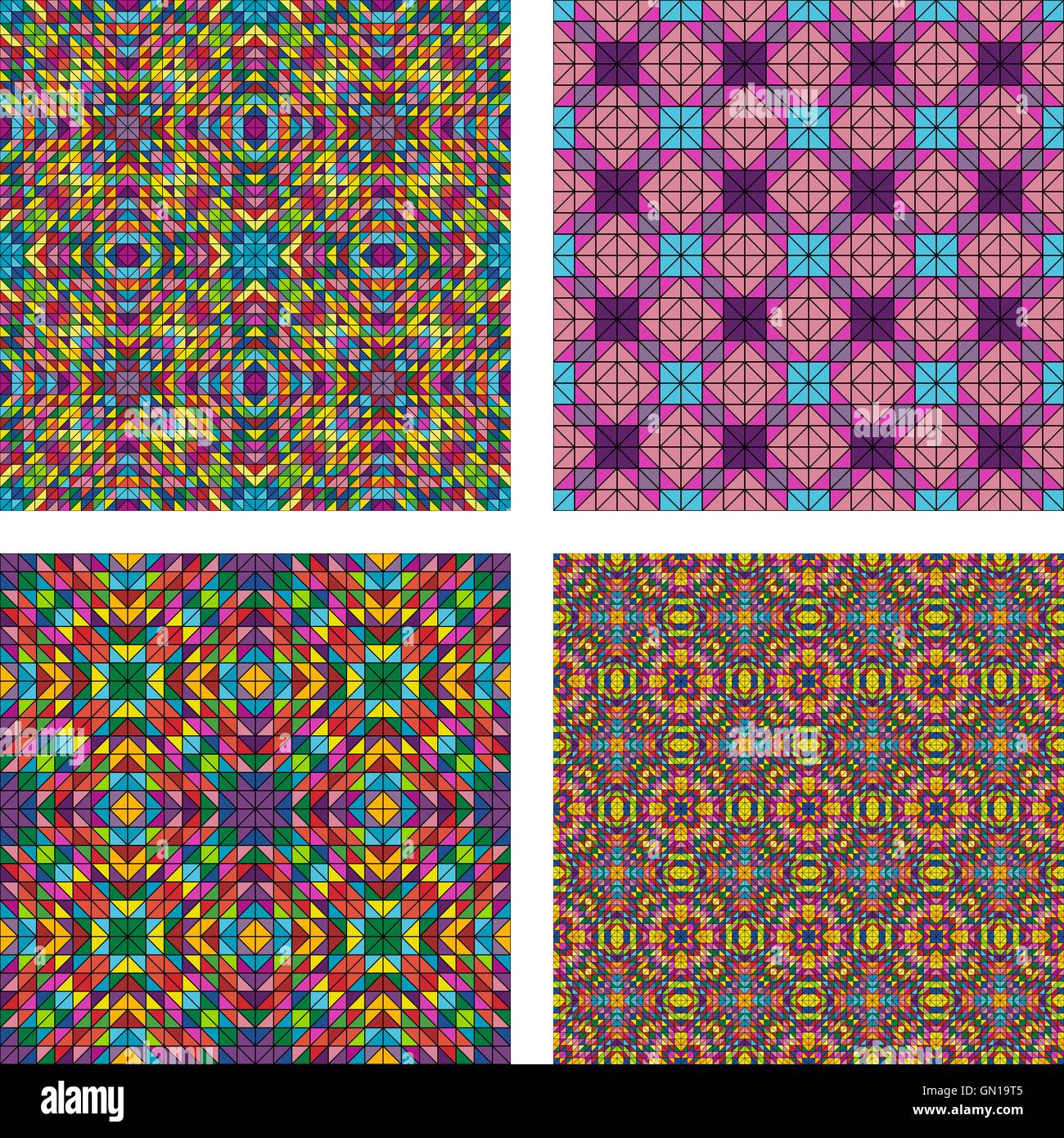 Variopinto mosaico seamless pattern set di sfondo Illustrazione Vettoriale