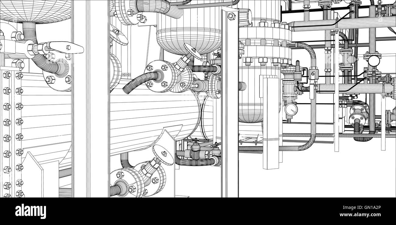 Illustrazione delle attrezzature per il sistema di riscaldamento Illustrazione Vettoriale