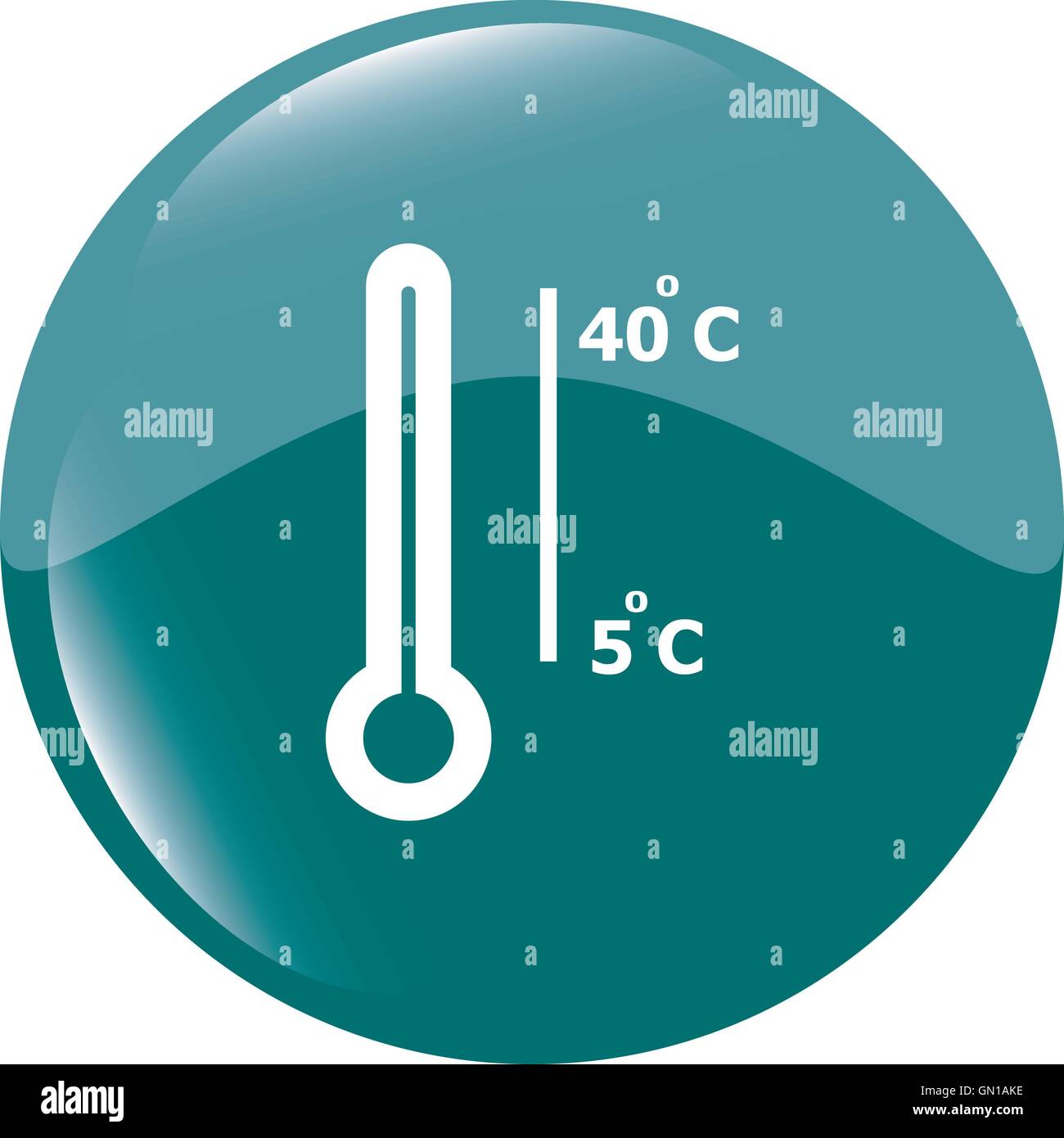 L'icona del termometro web button isolato su bianco illustrazione vettoriale Illustrazione Vettoriale