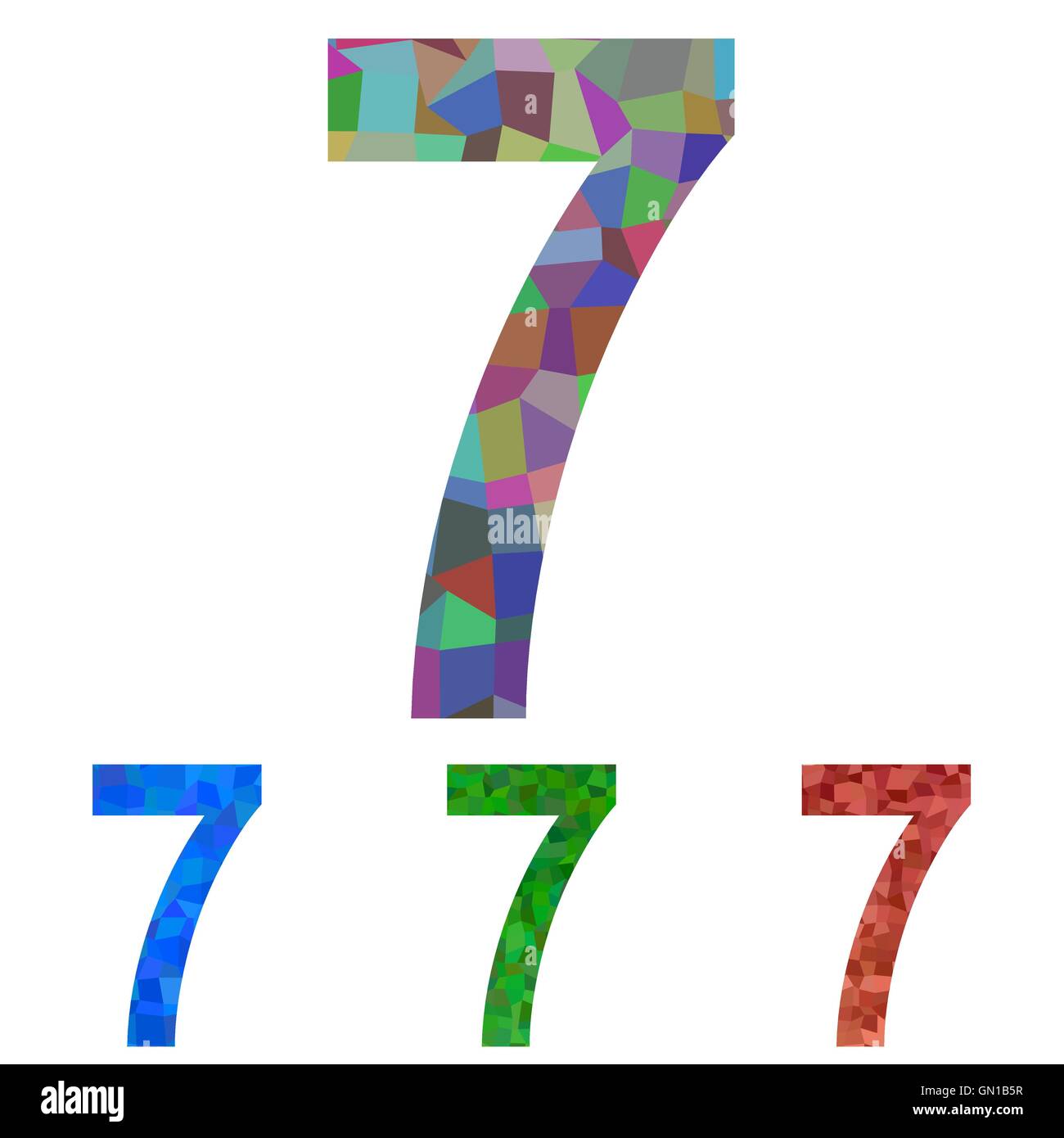 Mosaico design font set - Numero 7 Illustrazione Vettoriale