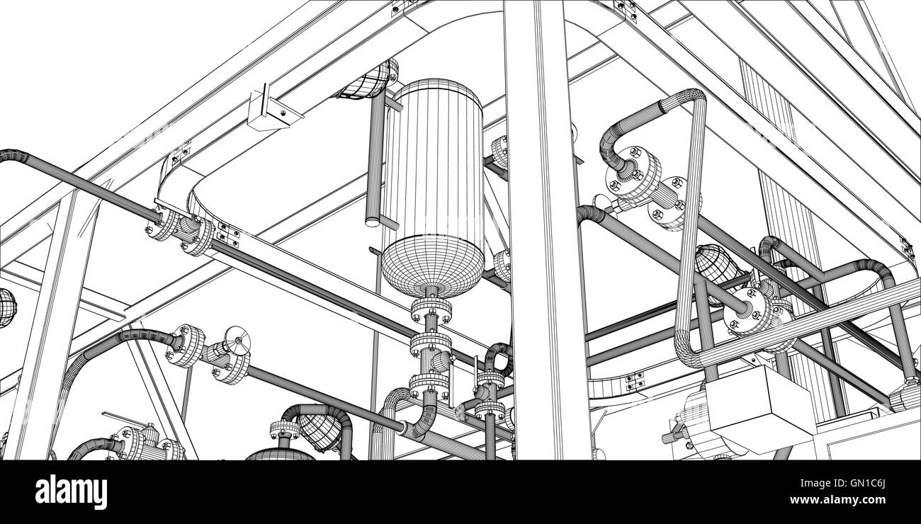 Illustrazione delle attrezzature per il sistema di riscaldamento Illustrazione Vettoriale