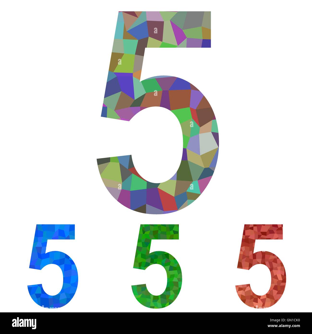 Mosaico design font set - Numero 5 Illustrazione Vettoriale