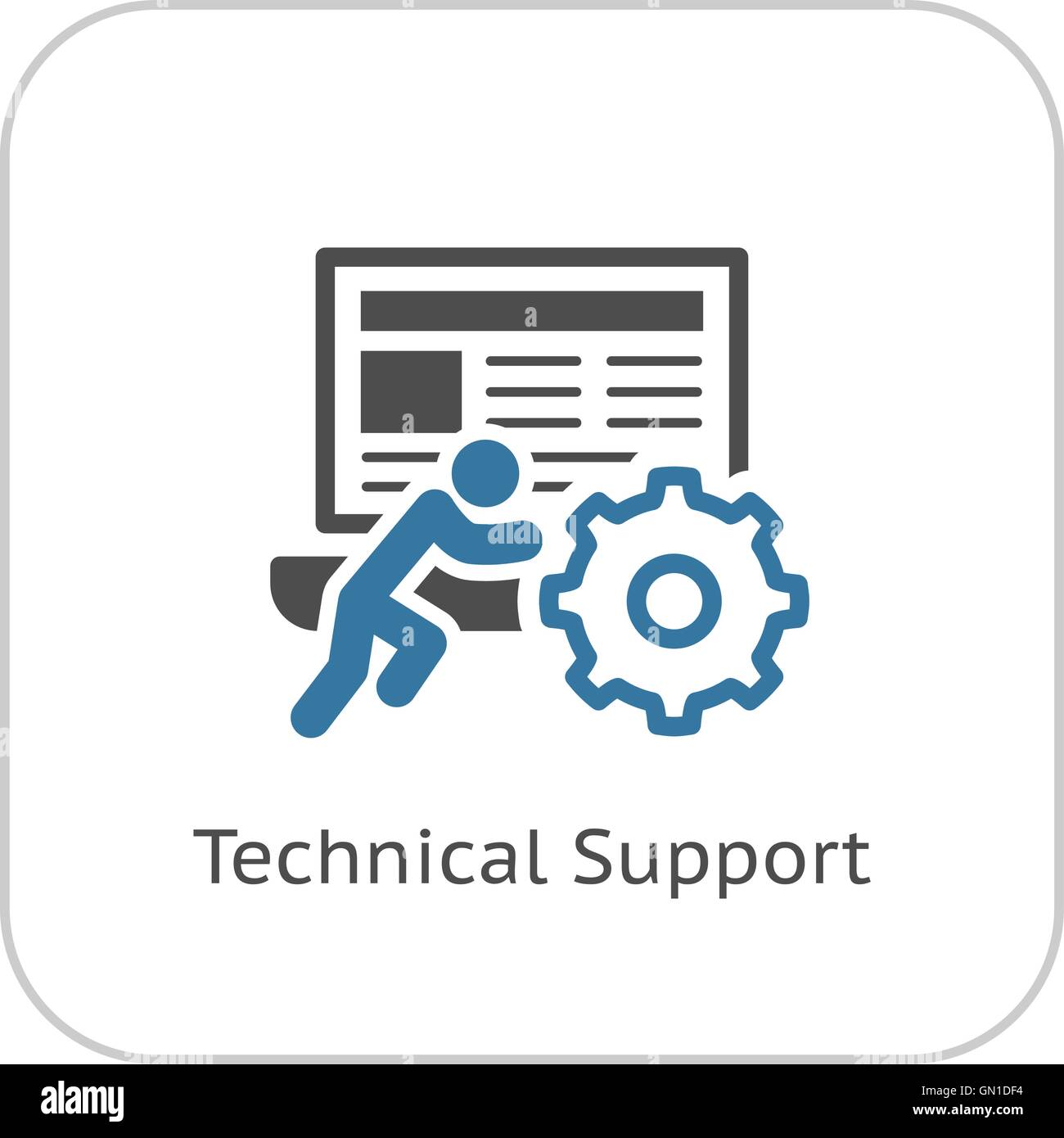 Il supporto tecnico e la relativa icona. Design piatto. Illustrazione Vettoriale
