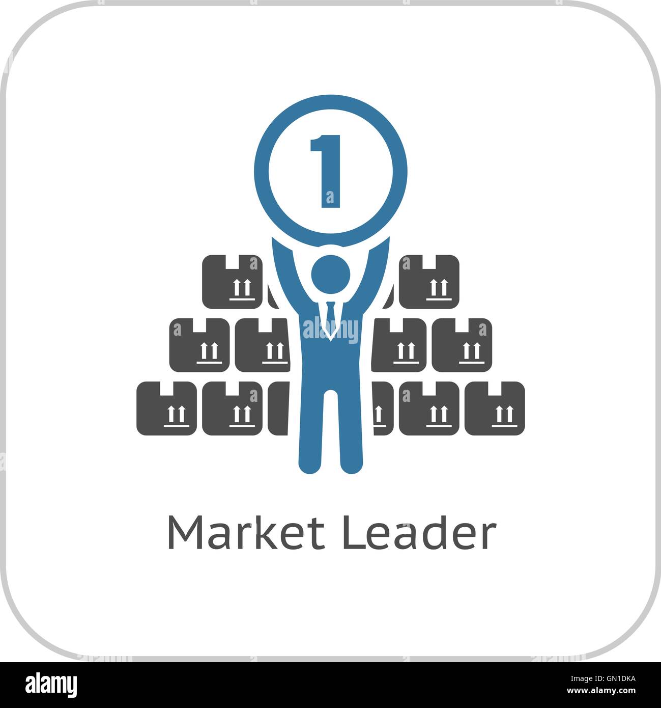 Leader di mercato e la relativa icona. Il concetto di business. Design piatto. Illustrazione Vettoriale