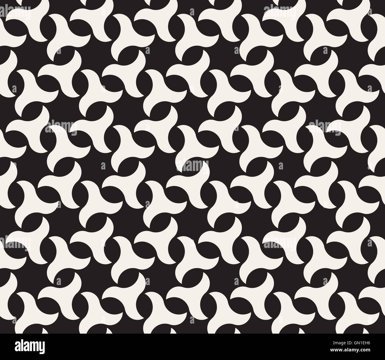 Vector Seamless in bianco e nero di turbolenza geometrica di forma di triangolo configurazione esagonale Illustrazione Vettoriale