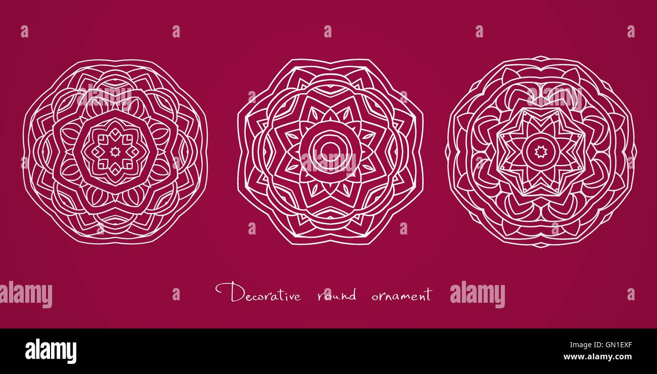 Mandala. Etnica elementi decorativi indiani, Islam, motivi arabi Illustrazione Vettoriale