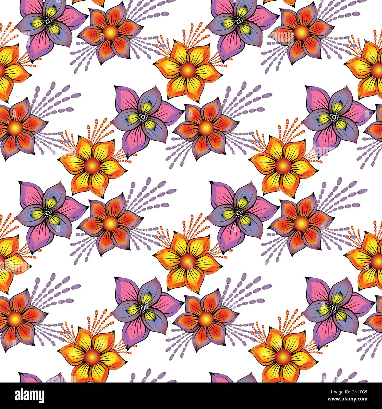 Floral seamless pattern a molla Illustrazione Vettoriale