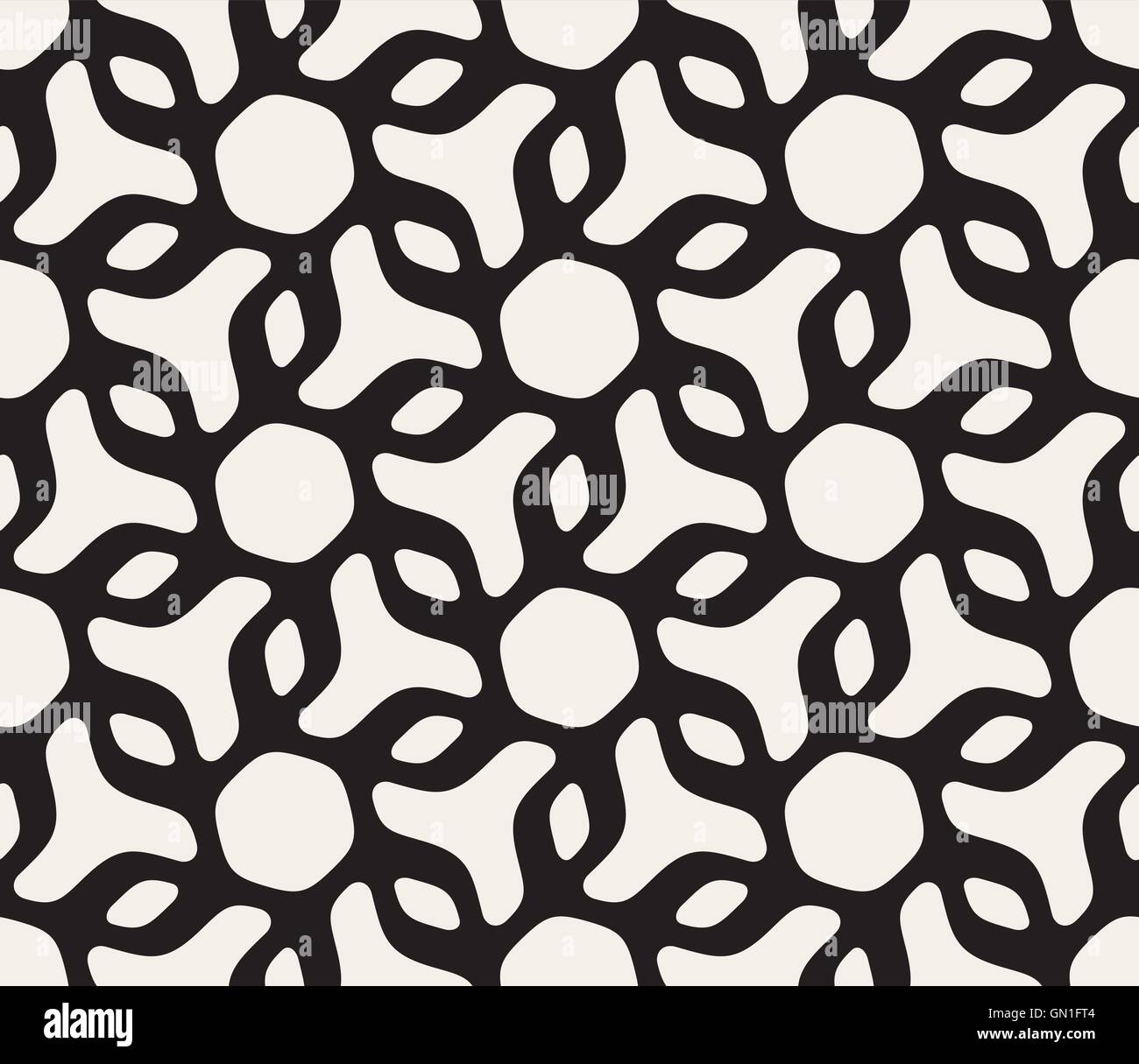Vector Seamless in bianco e nero con motivi floreali arrotondata di forma di triangolo configurazione esagonale Illustrazione Vettoriale
