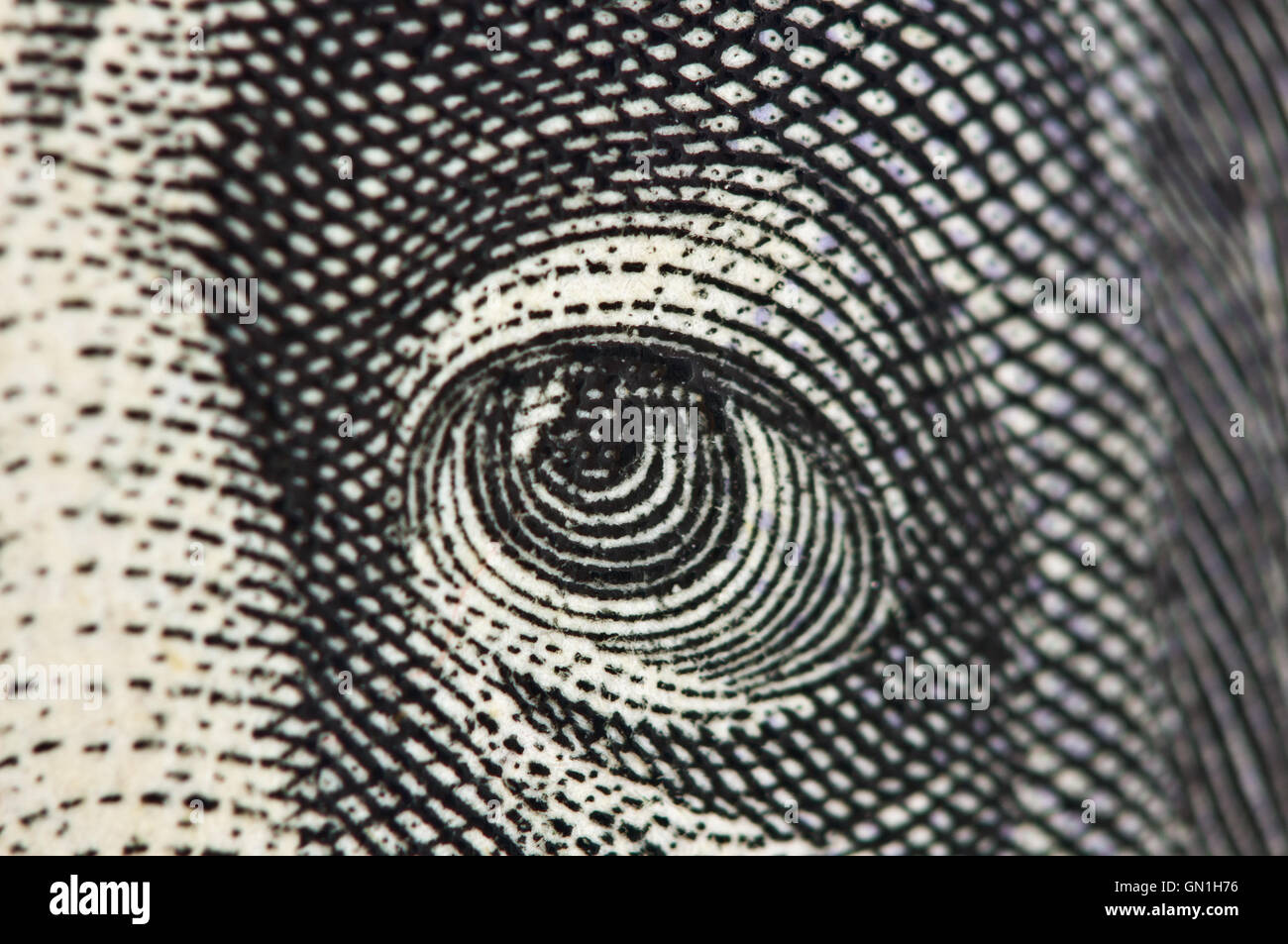 Occhio su una banconota del dollaro USA, Macro Foto Stock