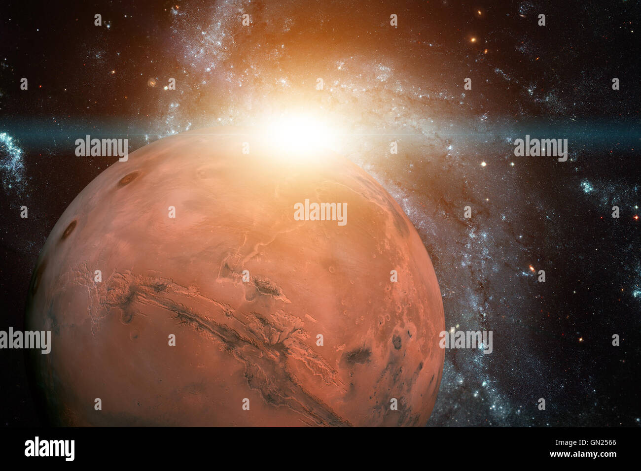 Sistema solare - Marte. È il quarto pianeta dal sole Marte è un pianeta terrestre con una sottile atmosfera. Foto Stock