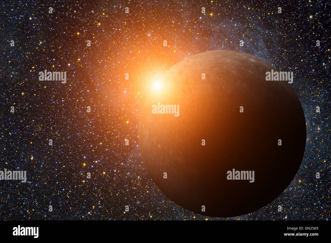 Il sistema solare - Mercurio. È la più piccola e più vicina al sole delle otto pianeti del Sistema Solare. Foto Stock